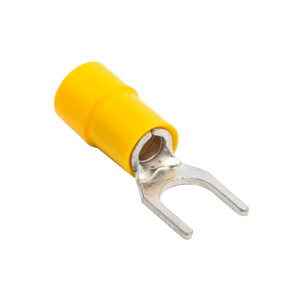 [SV5.5-6S] Terminal Horquilla Aislado Amarillo (100 und) Ø 1/4" (6mm) – 12-10AWG (4-6mm²)