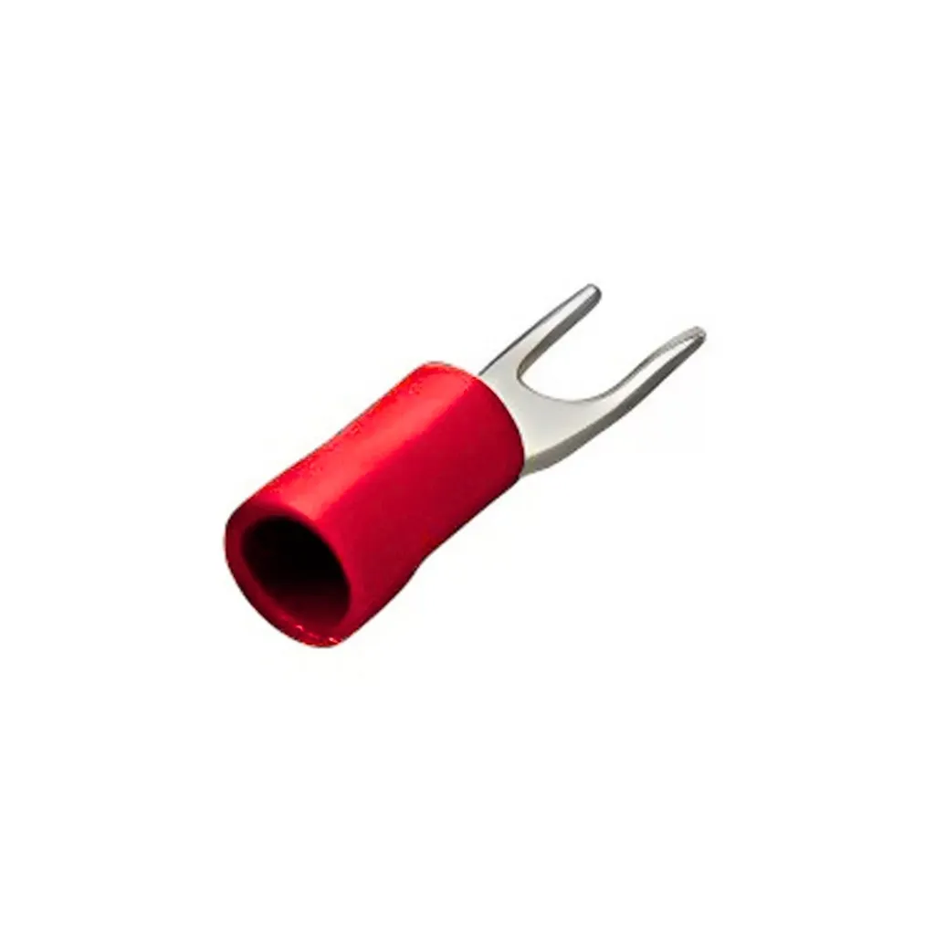 [SV1.25-3.2] Terminal Horquilla Aislado Rojo (100 und) Ø 1/8" (3mm) – 22-16 AWG (0.5-1.5mm²)