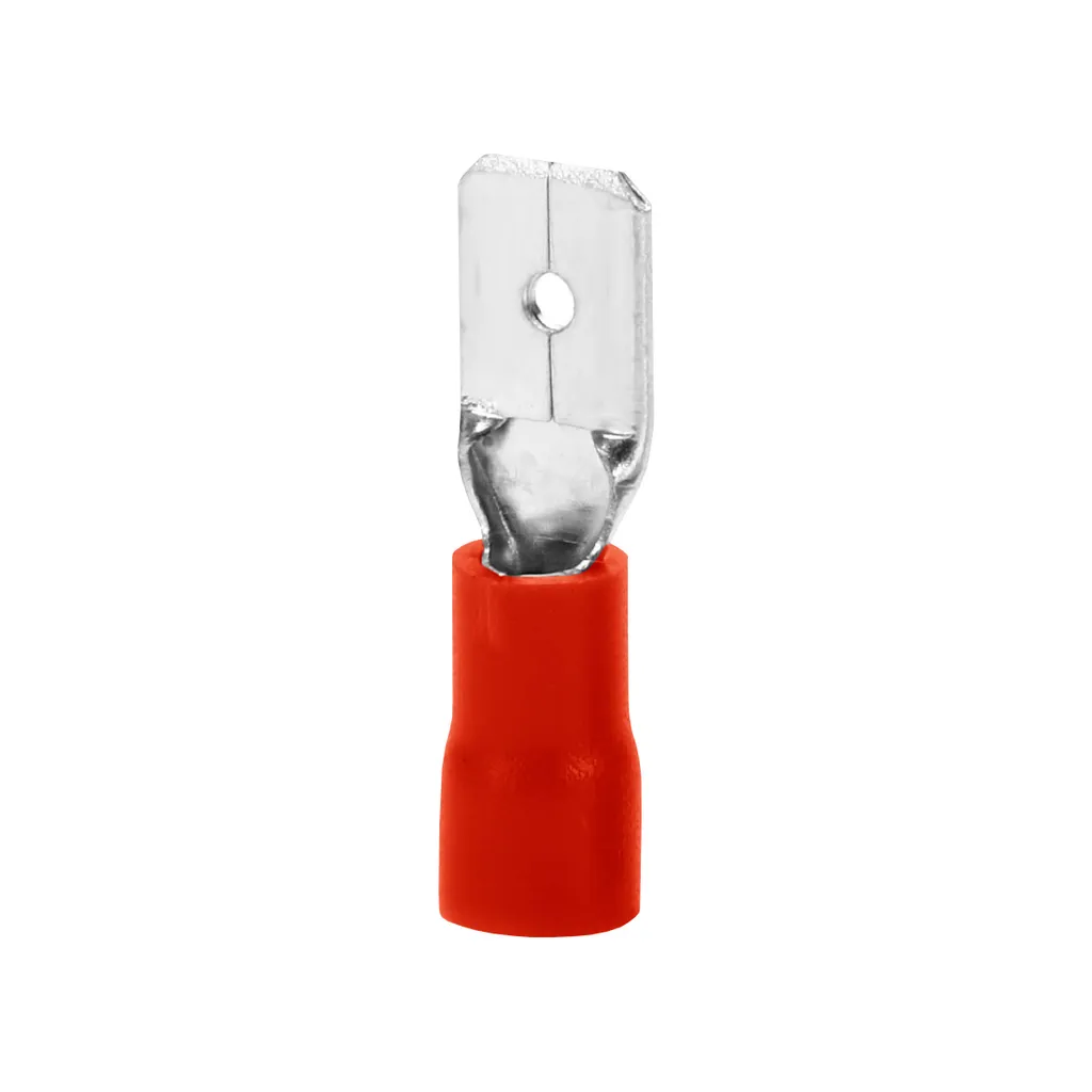 [MDD1.25-250] Terminal Macho Aislado 7.5mm (6.35mm ancho) – 22-16 AWG (0.5-1.5mm²) Rojo (100 und)