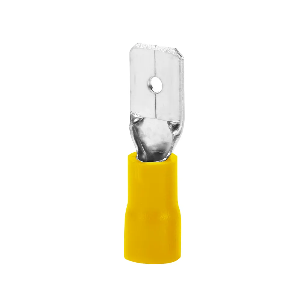[MDD5.5-250] Terminal Macho Aislado 7.5mm (6.35mm ancho) – 12-10 AWG (4-6mm²) Amarillo (100 und)