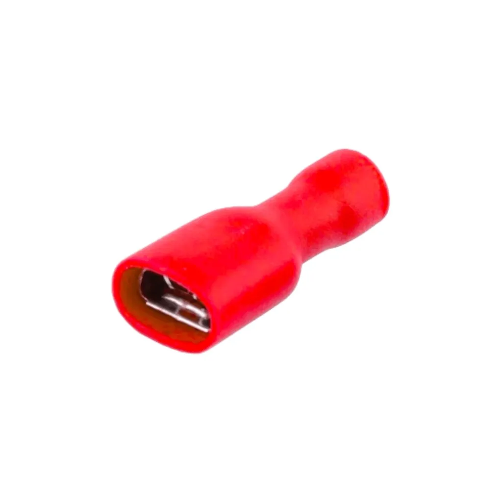[FDFD1.25-250] Terminal Hembra Aislado PVC – 22-16 AWG (0.5-1.5mm²) Rojo (100 und)