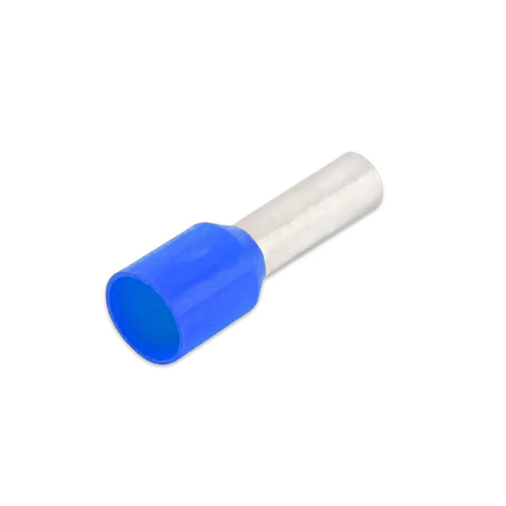 [E2508] Terminal Sobremoldeado Simple – 14 AWG (2.5mm²) Azul (100 und)