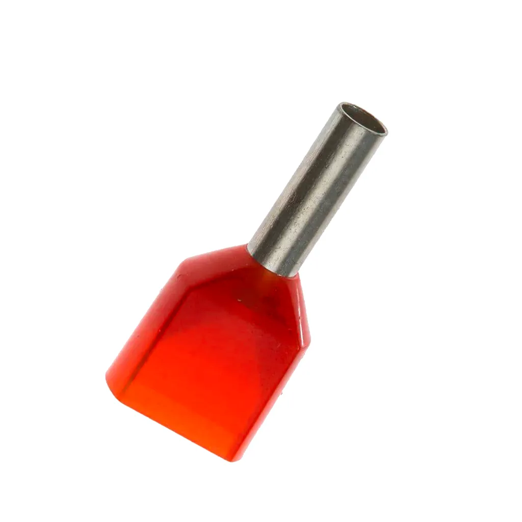 [TE1508] Terminal Sobremoldeado Doble – 16 AWG (1.5mm²) Rojo (100 und)