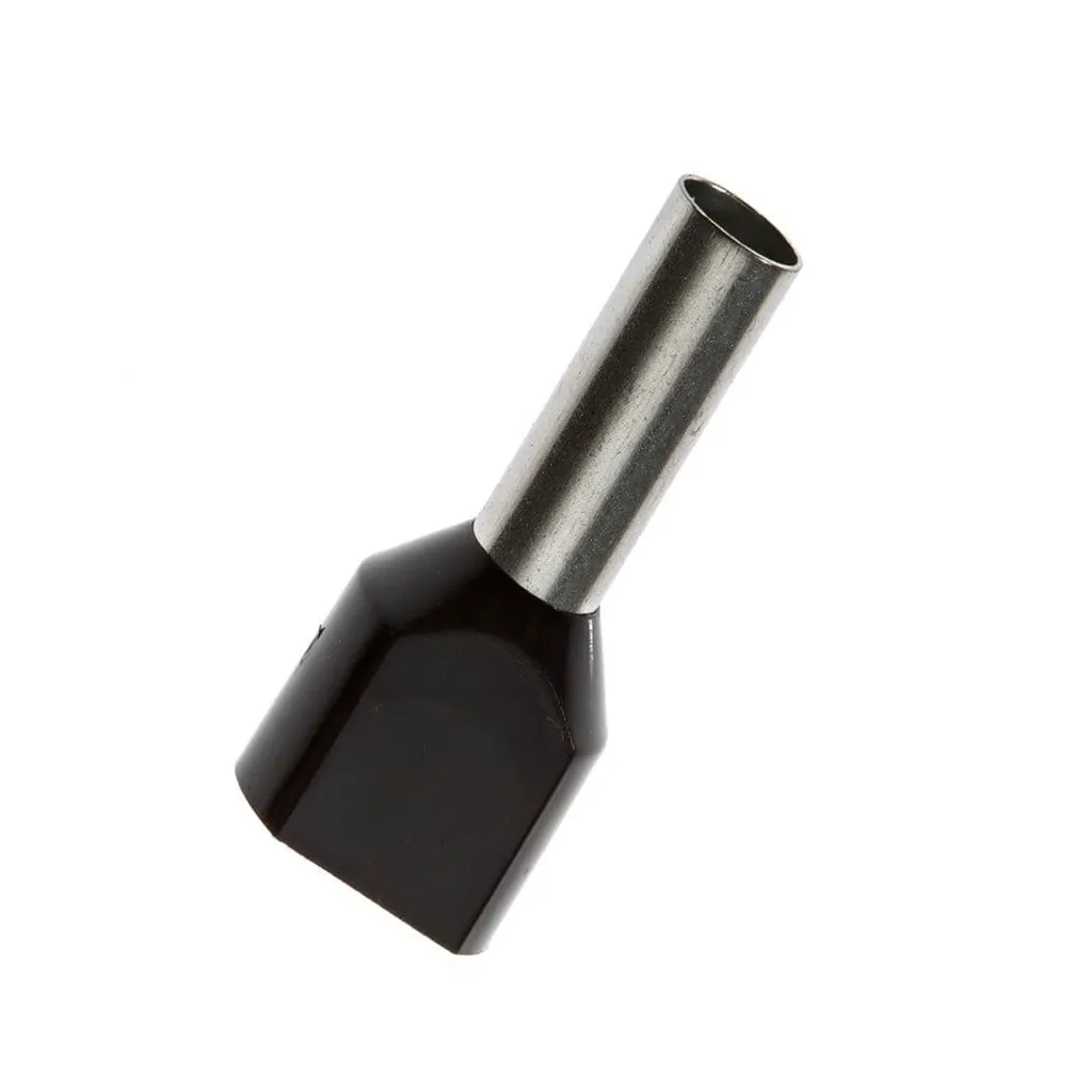 [TE6014] Terminal Sobremoldeado Doble – 10 AWG (6mm²) Negro (100 und)