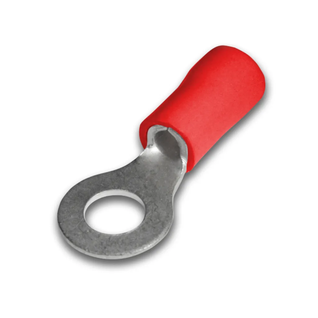 [RV1.25-4L] Terminal Ojal Aislado Ø 5/32" (4mm) – 22-16 AWG (0.5-1.5mm²) Rojo (100 und)