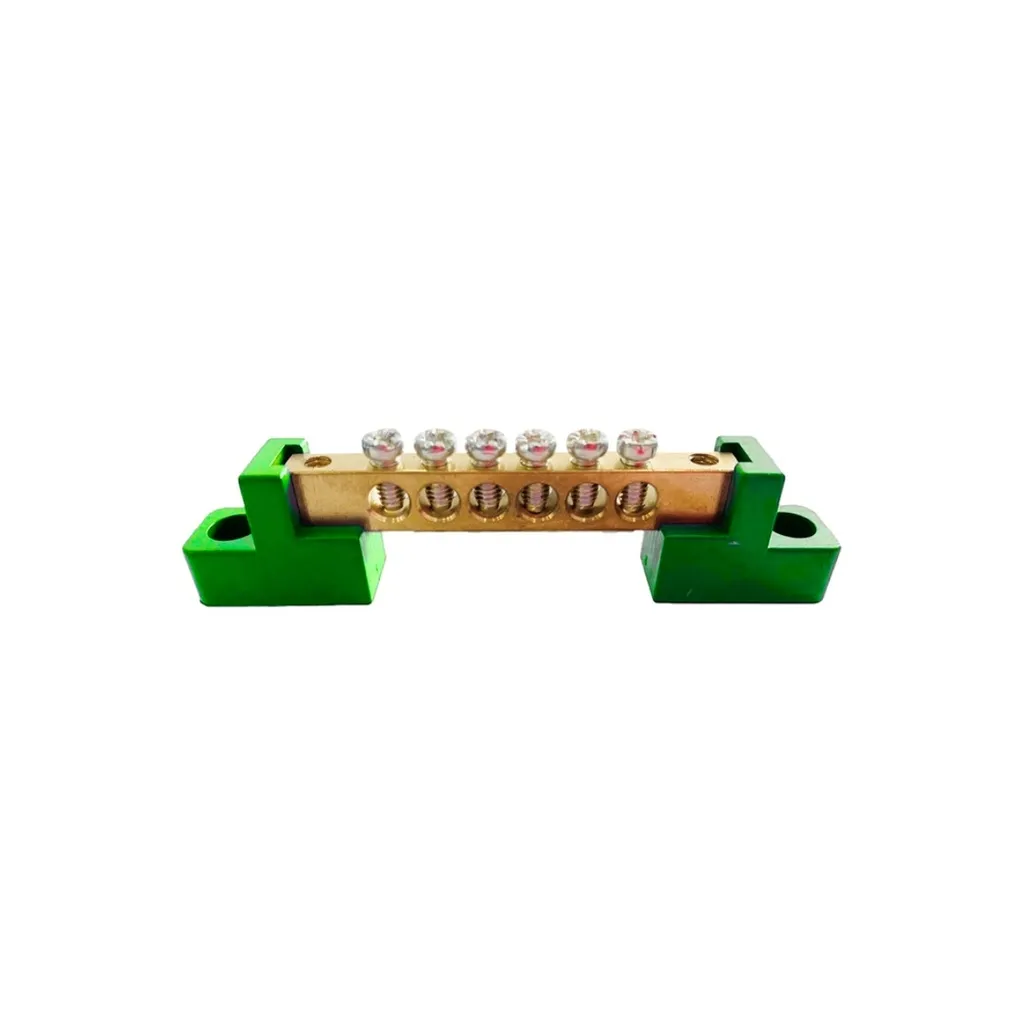 [BC-2A06-G] Bornera Tierra 6x9mm 6 Puntos PVC Verde