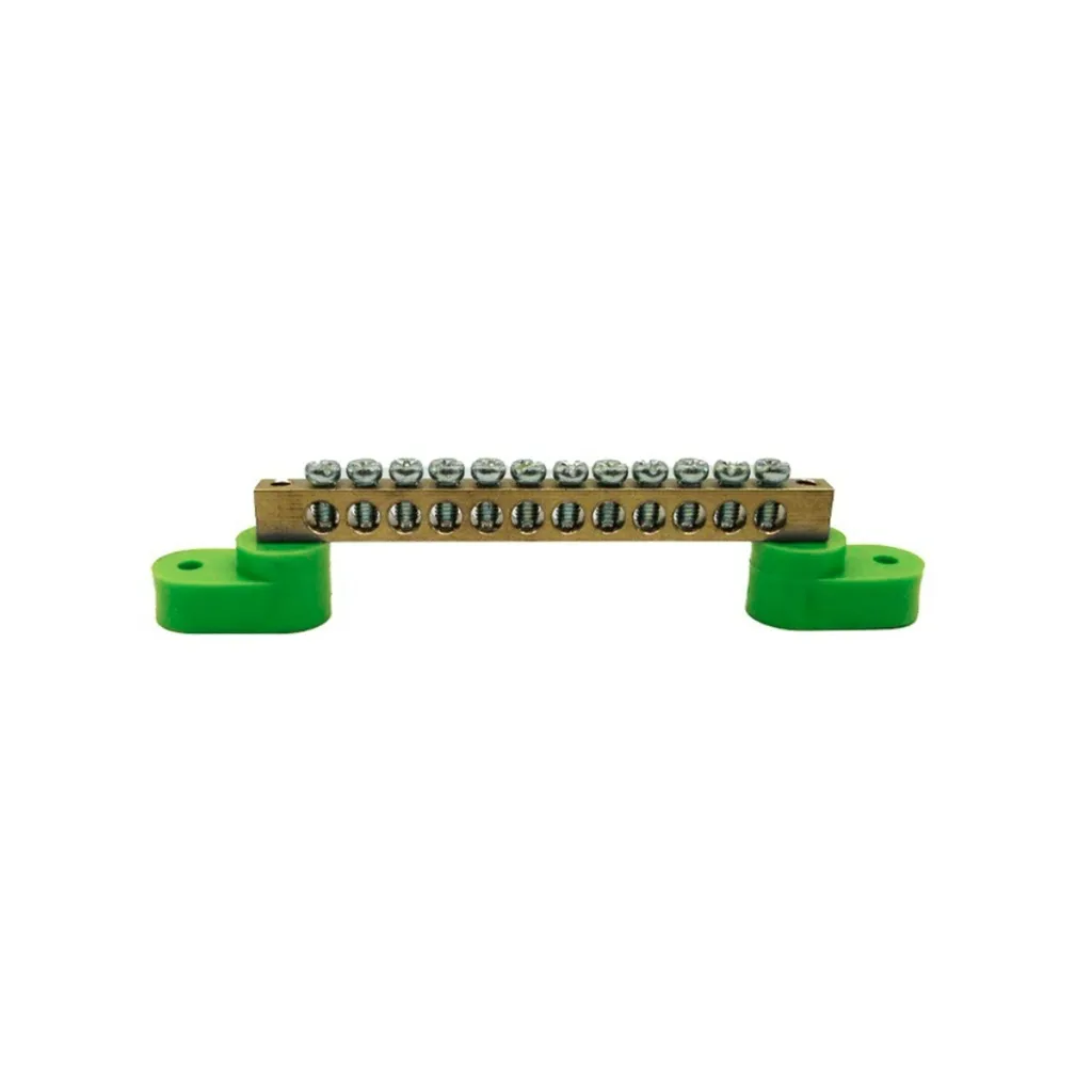 [BC-2B12-G] Bornera Tierra 8x12mm 12 Puntos PVC Verde