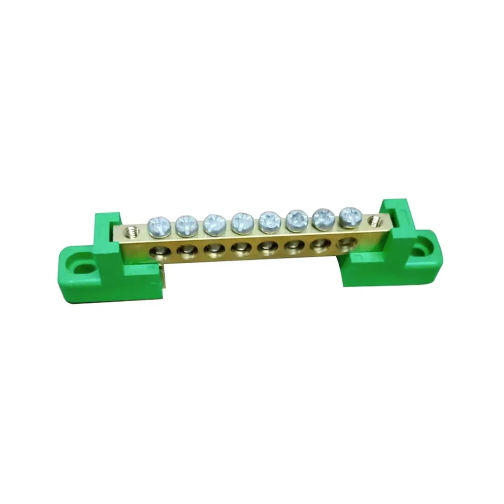 [BC-2B14-G] Bornera Tierra 8x12mm 14 Puntos PVC Verde